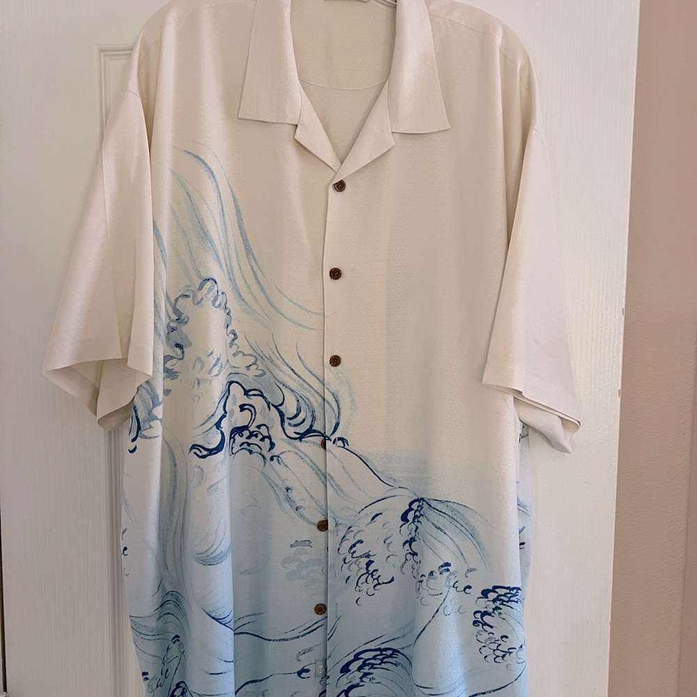 AMAZING!! Tommy Bahama 100% Silk Swordfish Embroidered Button Down Shirt-Sz.XXL